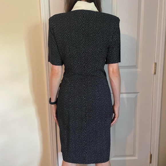 Vintage Lady Carol Polka Dot Dress 80s Secretary style - Picture 4 of 8